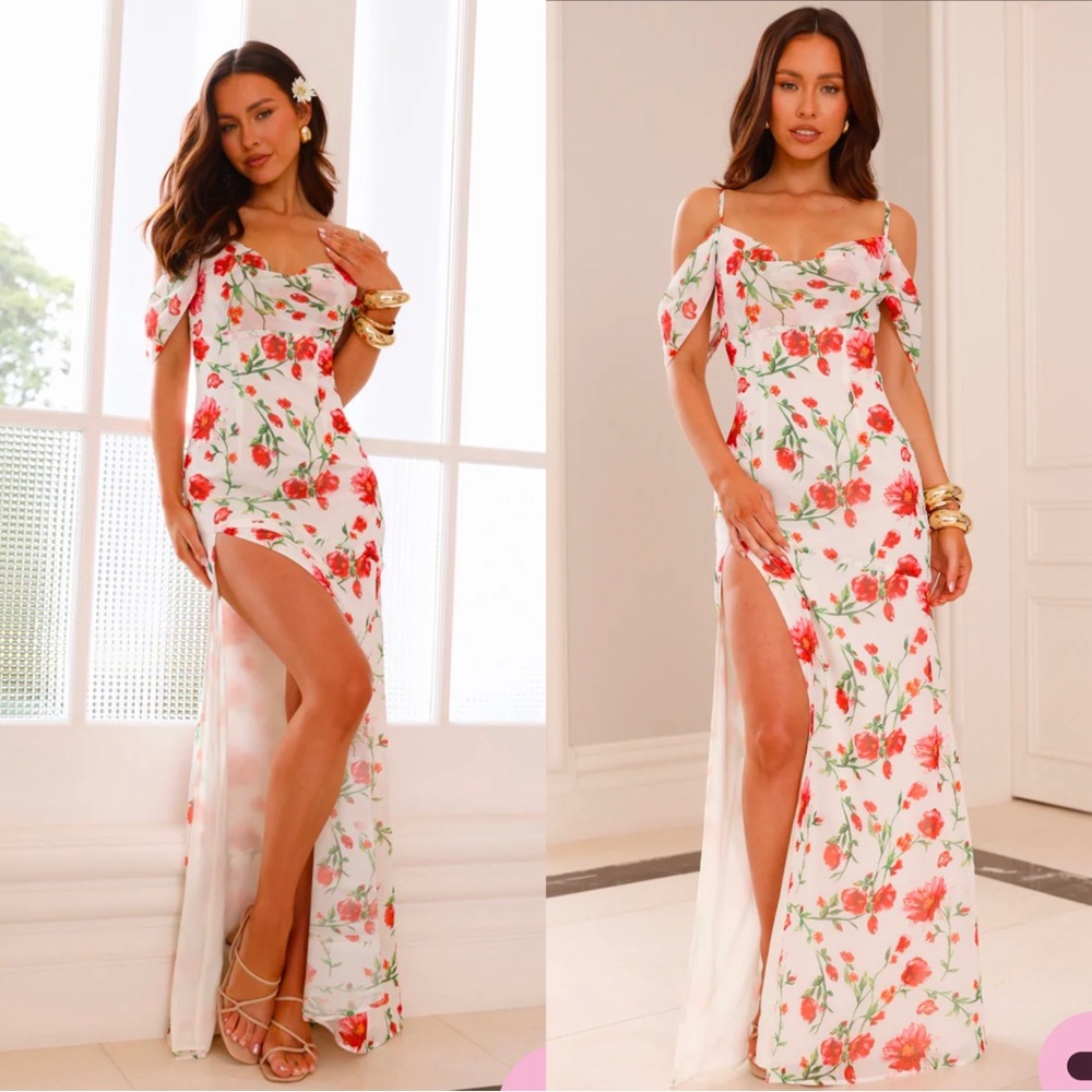 ROSE REVERIE OFF SHOULDER MAXI DRESS WHITE